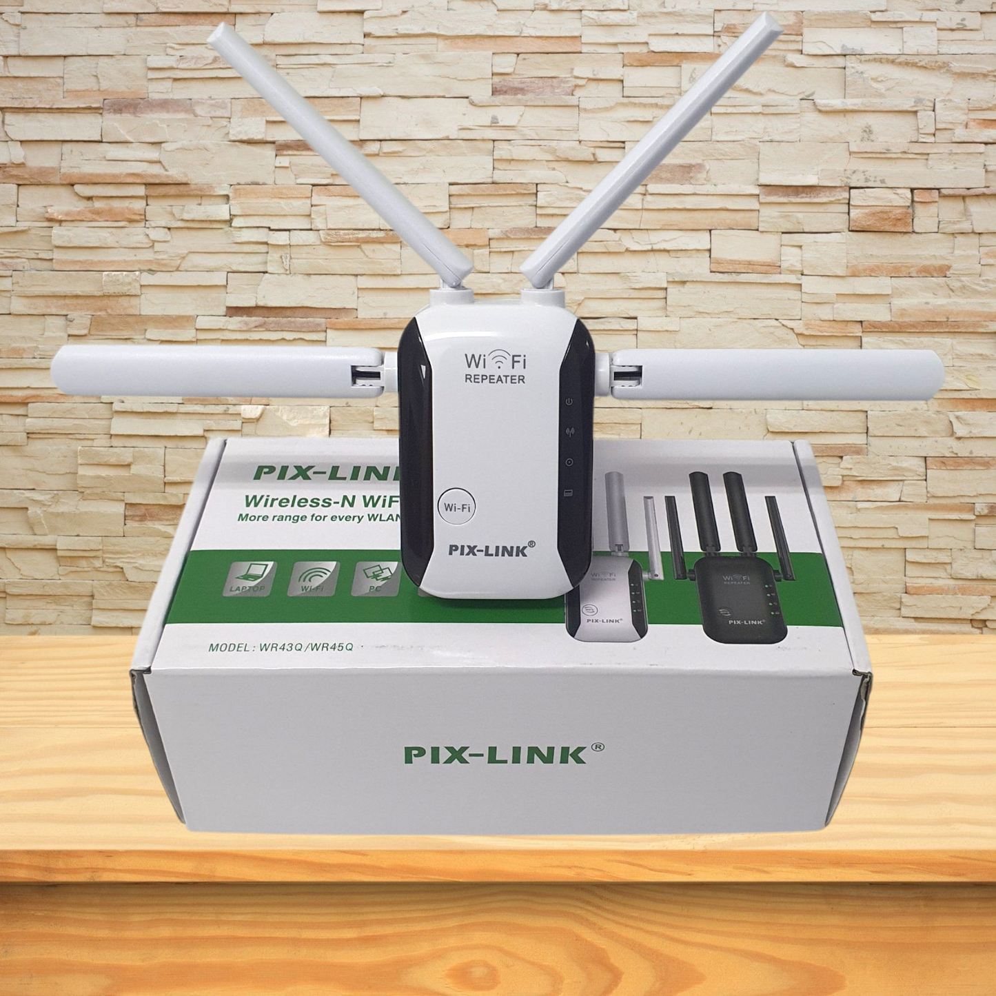 CON NUESTRO REPETIDOR WIFI DE 4 ANTENAS TENDRÁS SEÑAL FUERTE HASTA 2 PISOS.