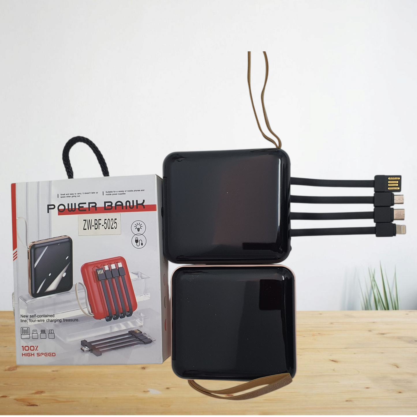 POWERBANK PORTATIL CON CABLES INTEGRADOS