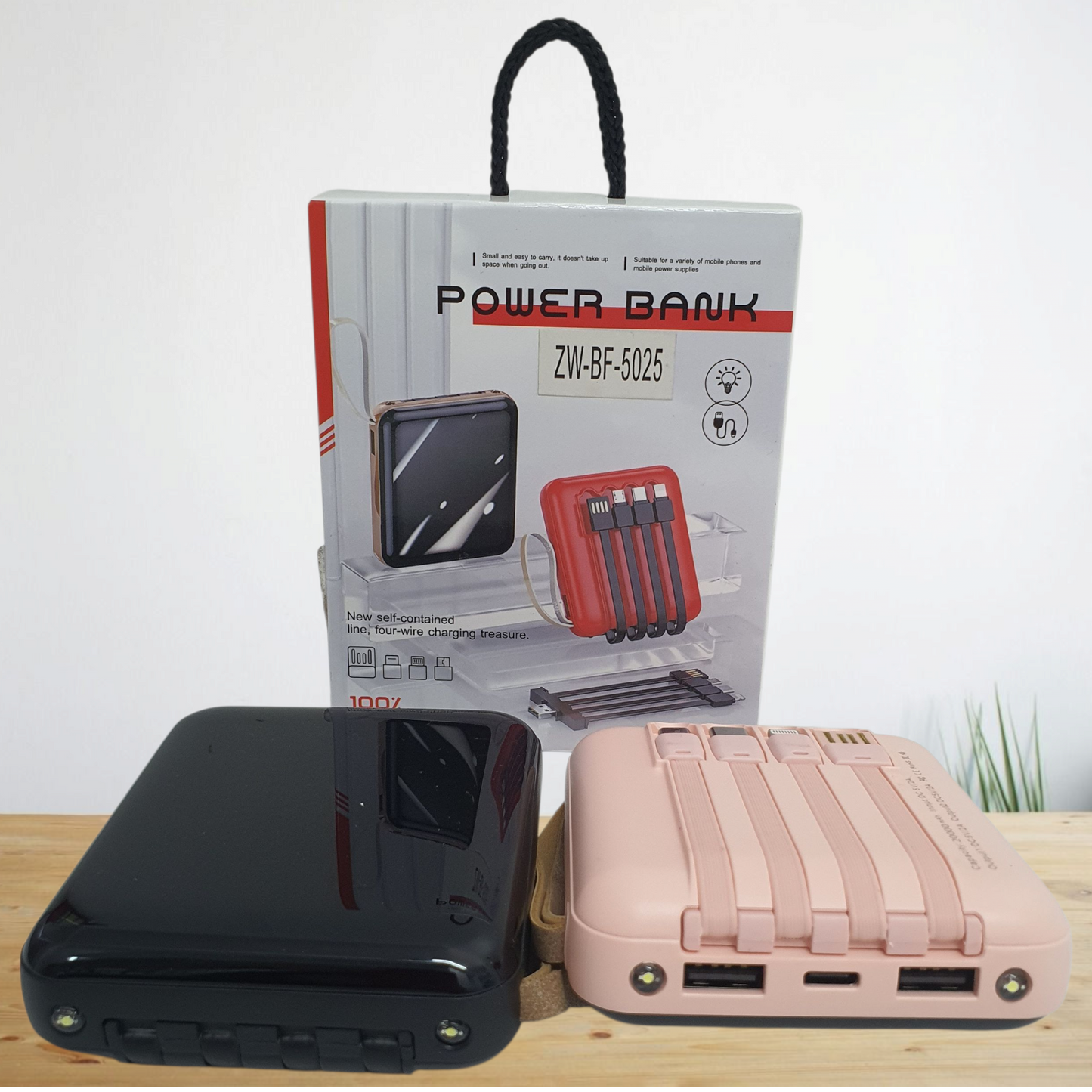 POWERBANK PORTATIL CON CABLES INTEGRADOS