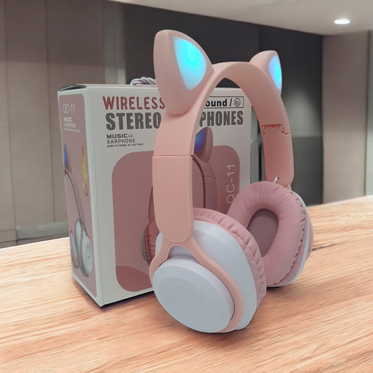 AUDIFONOS INALAMBRICOS CON OREJAS DE GATO QC-11